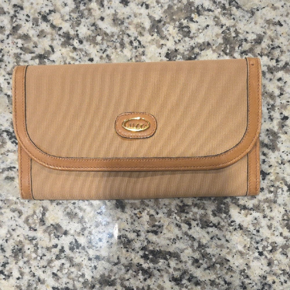 Gucci Tan Canvas and Leather Wallet